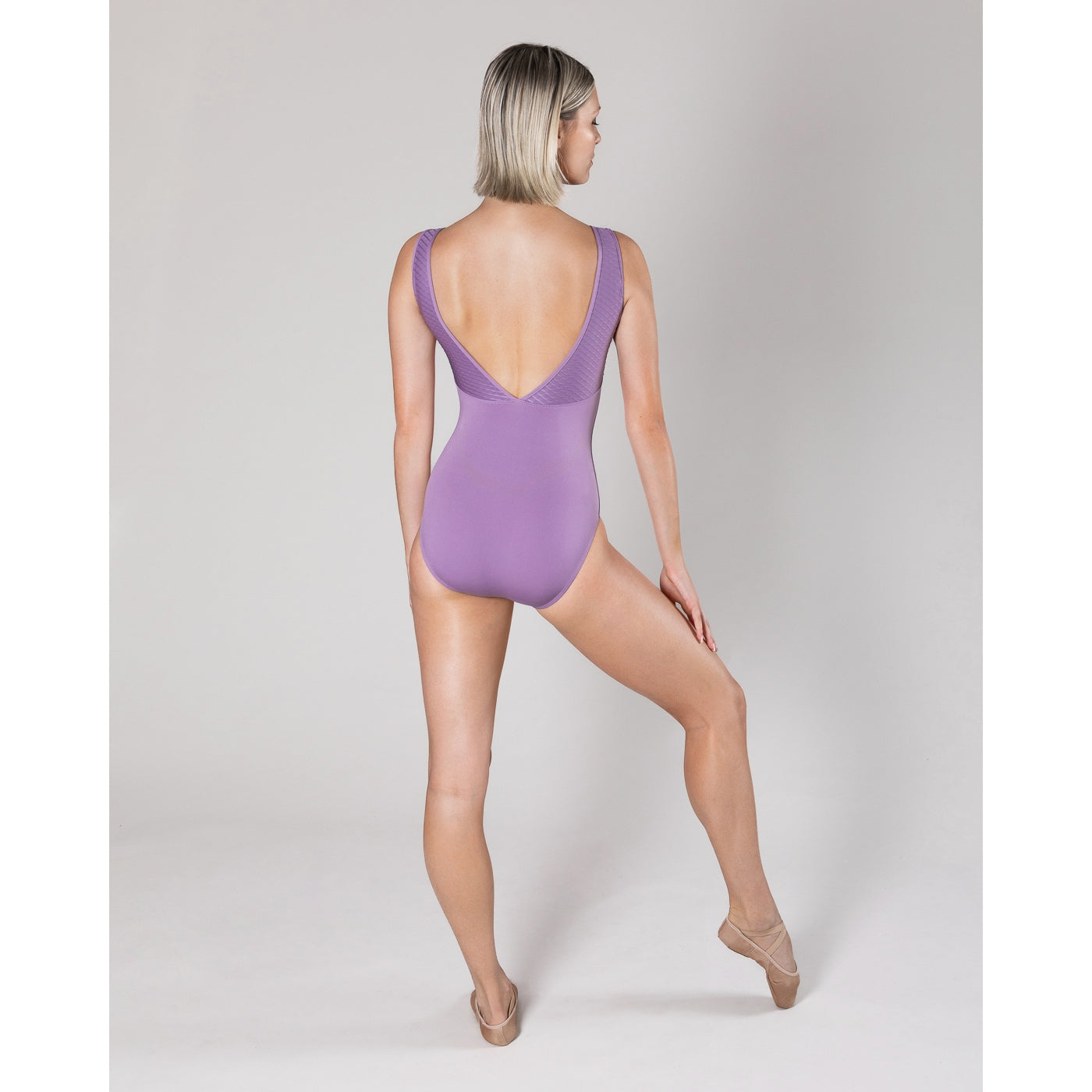 Natalie V Back Leotard - Black & Orchid - Allegro Collection
