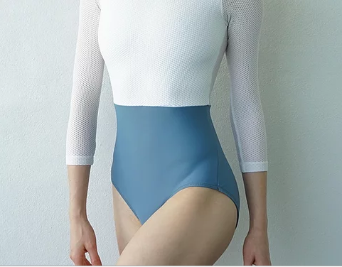 Royal Leotard: White Pop + Ocean