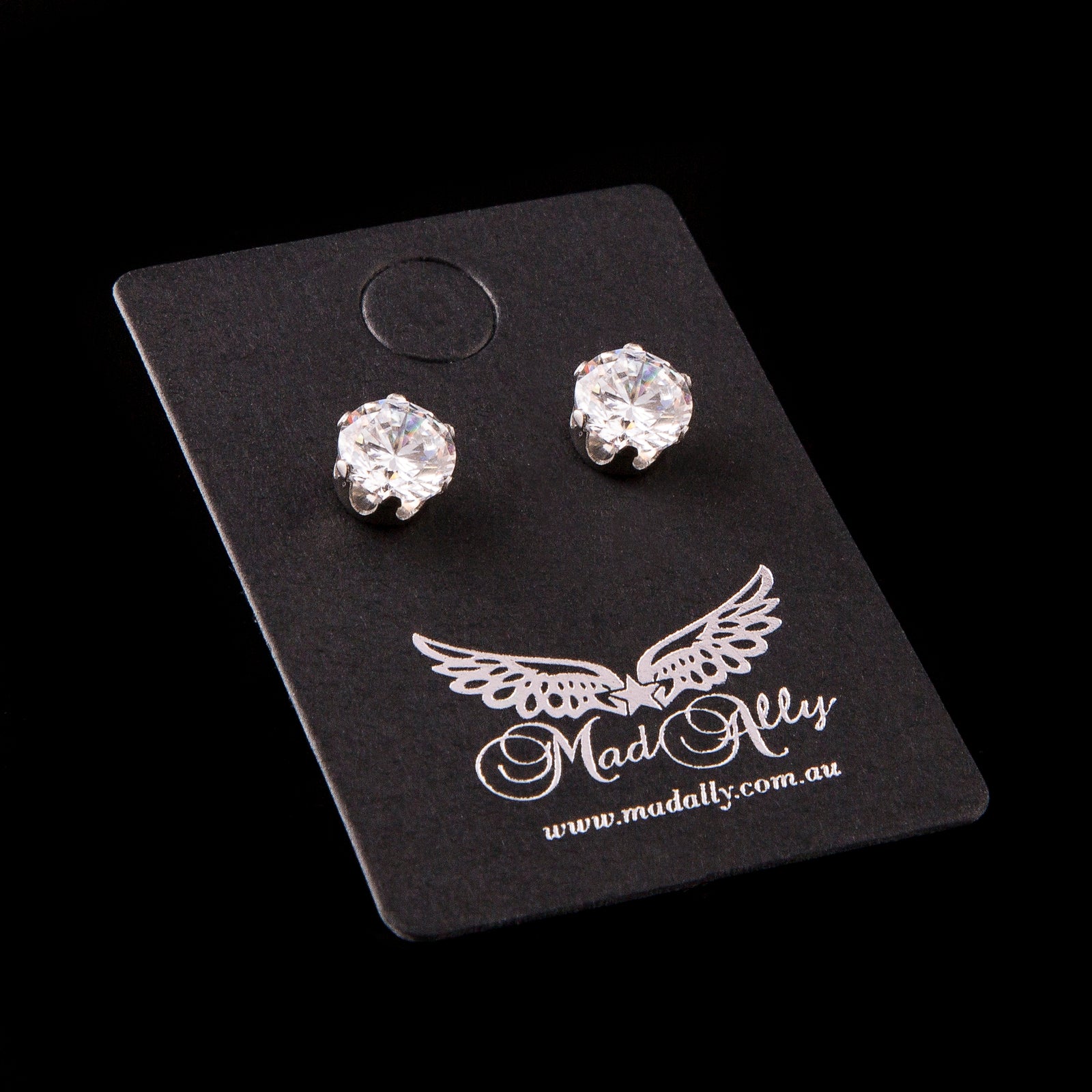 6mm Diamante Stud Earrings, Mad Ally