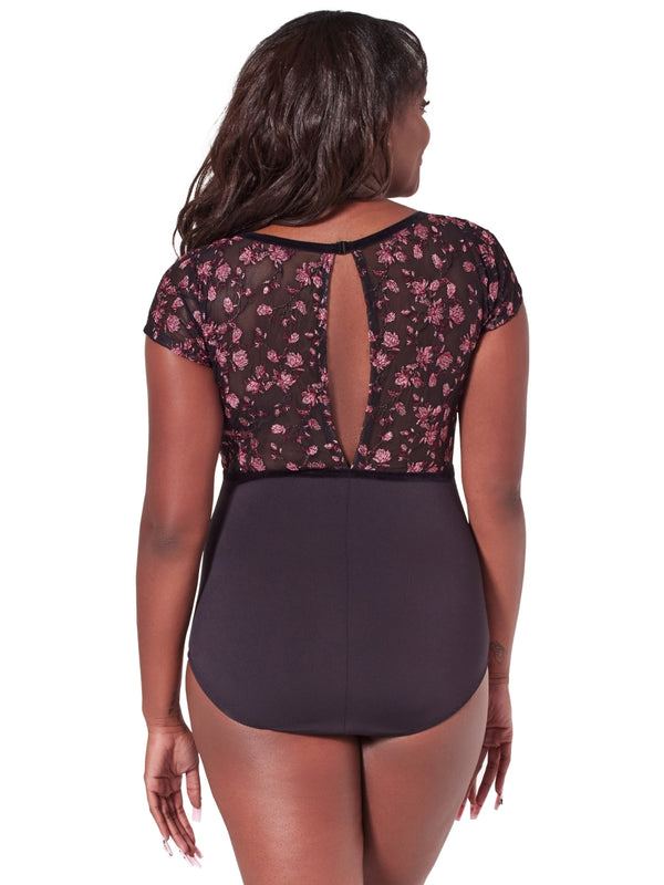 Capezio Ornate Romance Collection - Fascination Short Sleeve Mesh Leotard (F12402W) - Adult