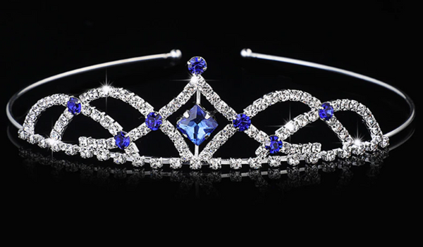 KySienn Annabelle Silver Fine Tiara - Blue or Red Stones