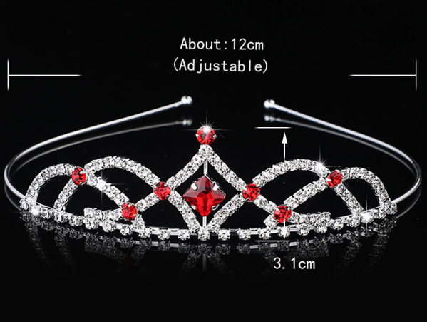 KySienn Annabelle Silver Fine Tiara - Blue or Red Stones
