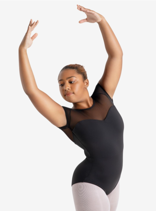 Capezio Mesh Yoke Short Sleeve Leotard - Adult (MC831W)