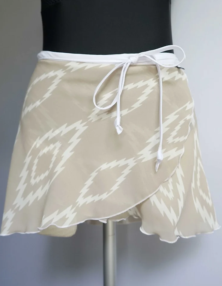Jule Wrap Skirt: BoHo Taupe + White - Limited Edition