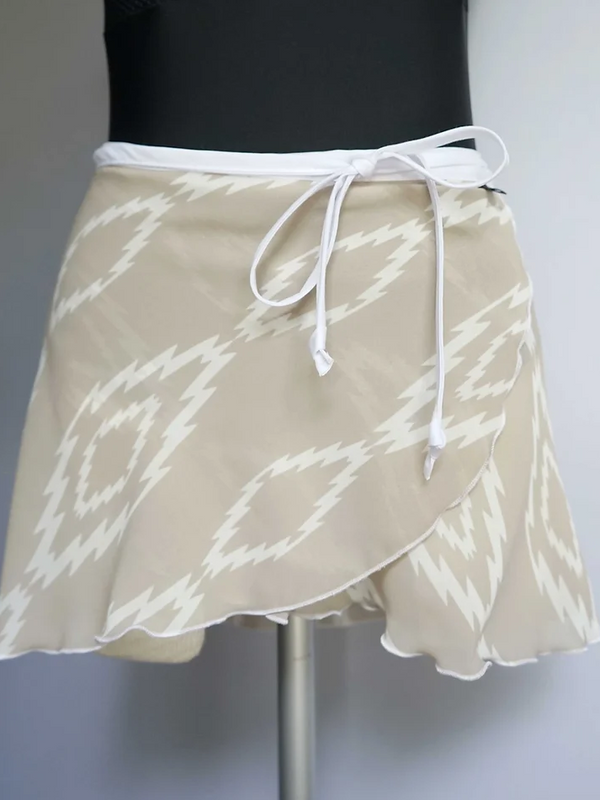 Jule Wrap Skirt: BoHo Taupe + White - Limited Edition