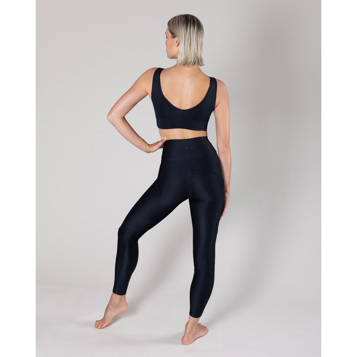 Natalie V Back Crop, Black & Orchid - Allegro Collection