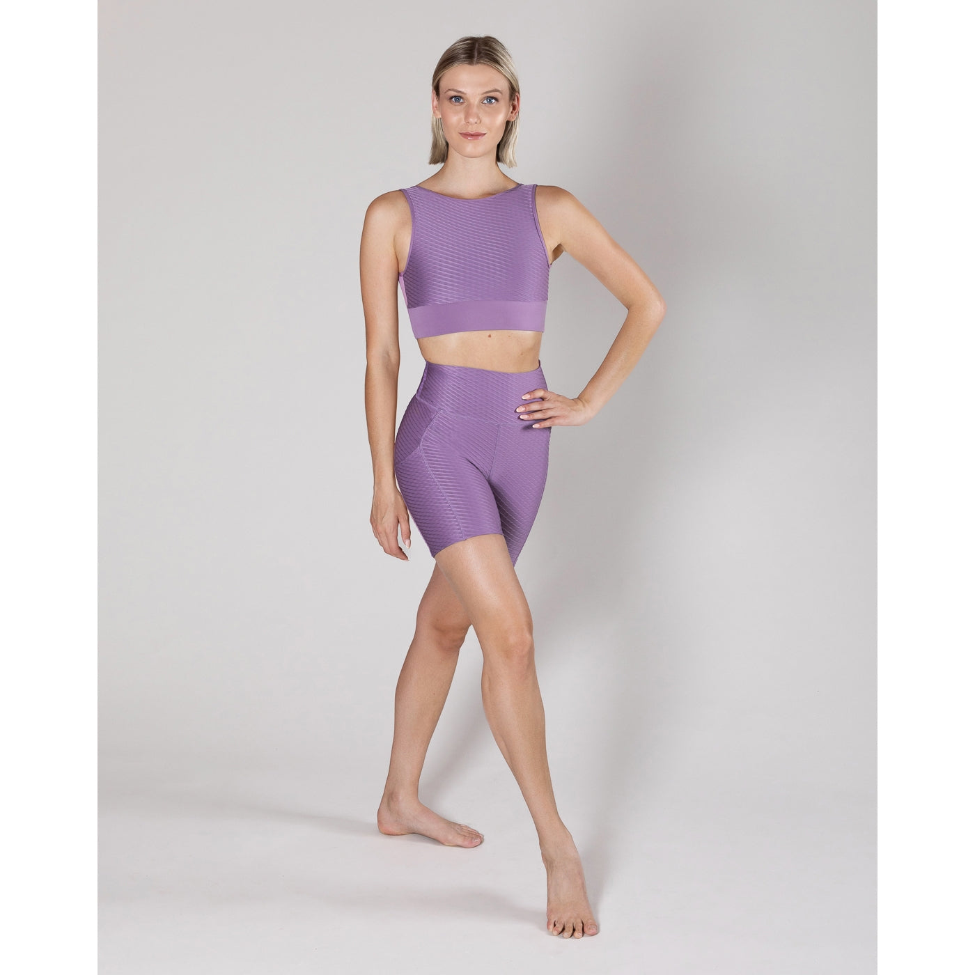 Natalie V Back Crop, Black & Orchid - Allegro Collection