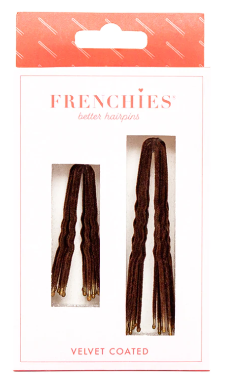 FRENCHIES Velvet Hairpins - BROWN