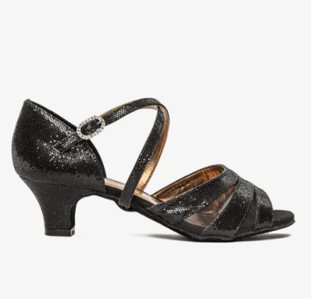Rinnah -1.5" Heel, Peep toe sparkly ballroom shoe